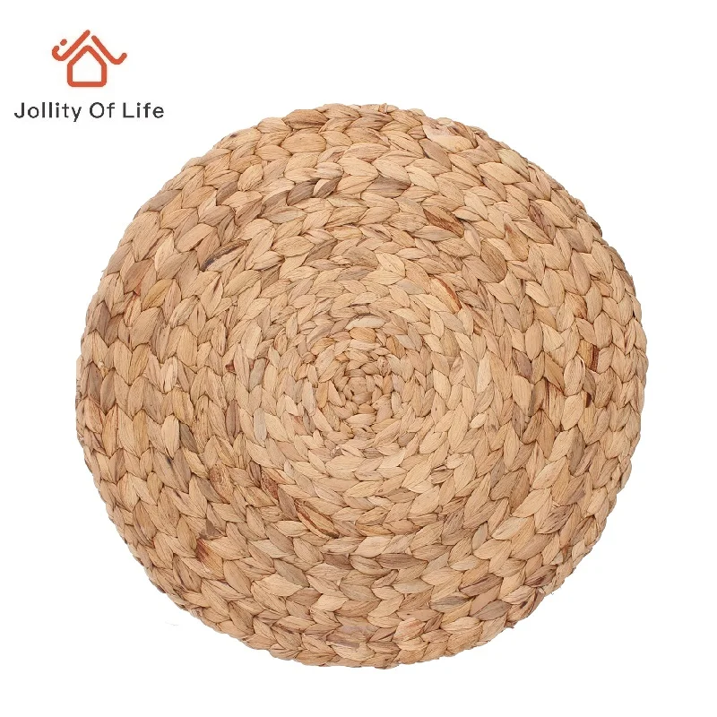 37cm Round Mat Woven Straw Placemat Nature Color Place Mats for Dining Table