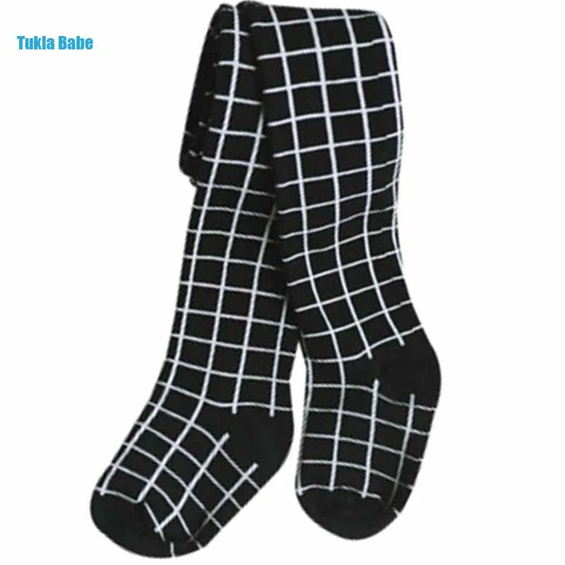 

New children boys girls leggings autumn winter white and black plaid pantyhose