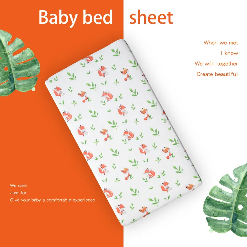 Baby Bed Knitted Bonnets Sheets Pure Cotton Cute Flamingo Crib Soft Breathable Linen Mattress Cover Infant Fitted | Мать и ребенок