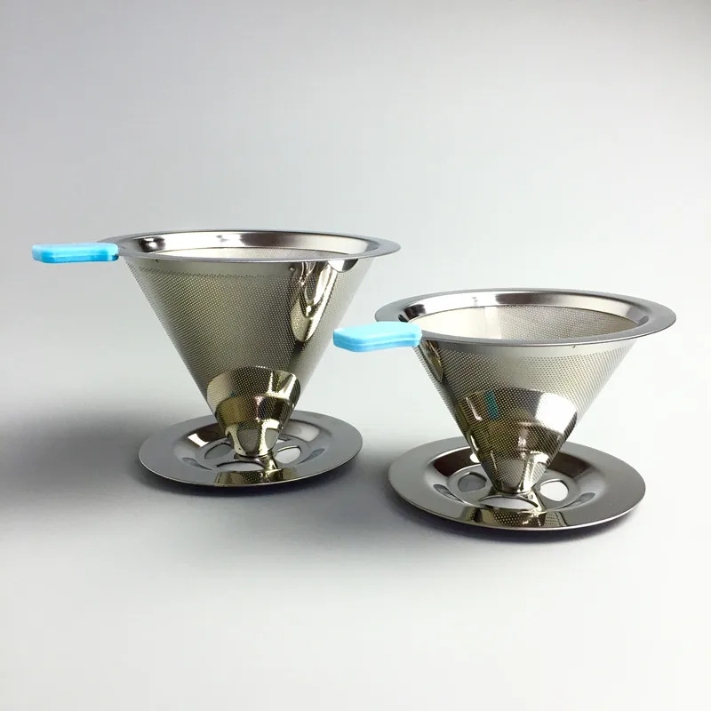 

2018 Stainless Steel Reusable Coffee Tea Filter Holder Practical Funnel Metal Mesh Coffee Tea Filter Basket Useful Kitchen Tools