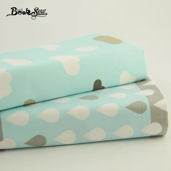 

New Arrivals Patchwork Light Blue and Gray 100% Cotton Fabric Sewing Cute Raindrops and Cloud Designs Tecido Scrapbooking Cloth