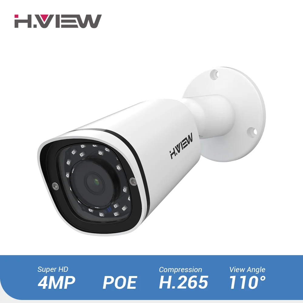 

H.VIEW PoE IP Camera 4mp H.265 CCTV Camera PoE Cameras Outdoor Optional 32G Memory and 2.8-8mm Lens Onvif NFS IP Cameras