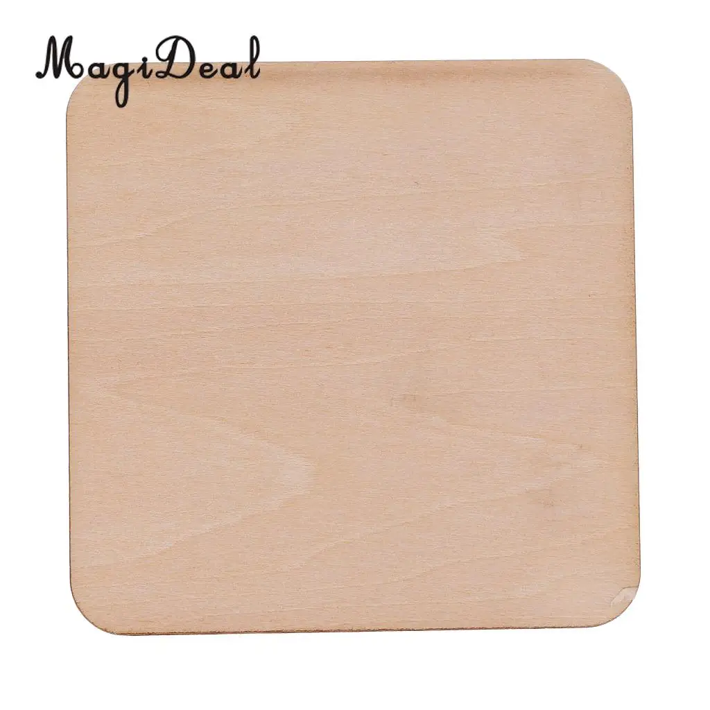 50mm 80mm 120mm Wooden Square MDF Unfinished Wood Pieces Blank Plaque for DIY Craft Pyrography Embellishments