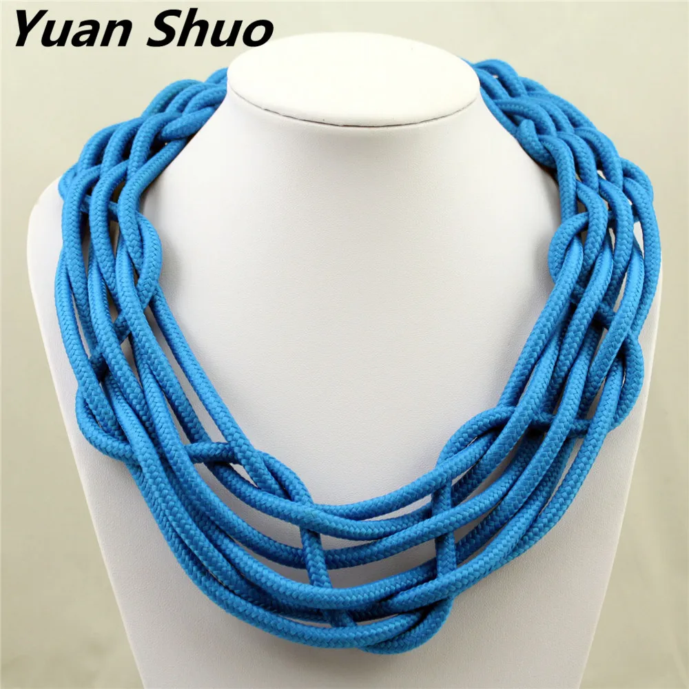 

Korean version of the new fashion fluorescent color cotton rope hand-woven necklace women's multi-color necklace