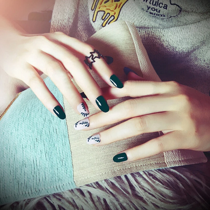 1 компл./24 шт. новая распродажа Diy Nail Книги по искусству инструменты темно-зеленый акрил поддельные ногти Ложные ногтей полные ногти советы