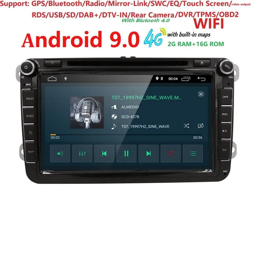 " Android 9,0 ips DSP автомобильный DVD Радио Стерео gps Мультимедиа для Volkswagen VW Passat B6 гольф Tiguan автомобильная навигация USB Bluetooth