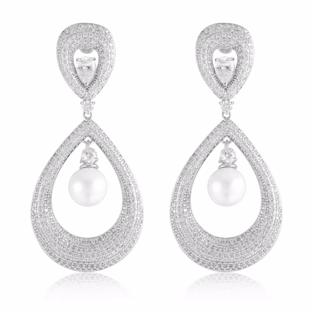 

GrayBirds Romantic Water Drop Earrings For Engagement Gifts Copper With Pearl Luxury Jewelry For Girls MLE050