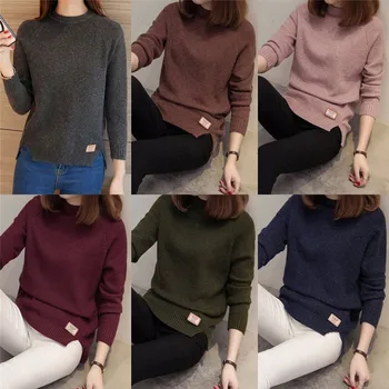 

Women O-neck Knitted Sweaters Pullovers Long Sleeve Pull Femme Winter Cashmere Pullover