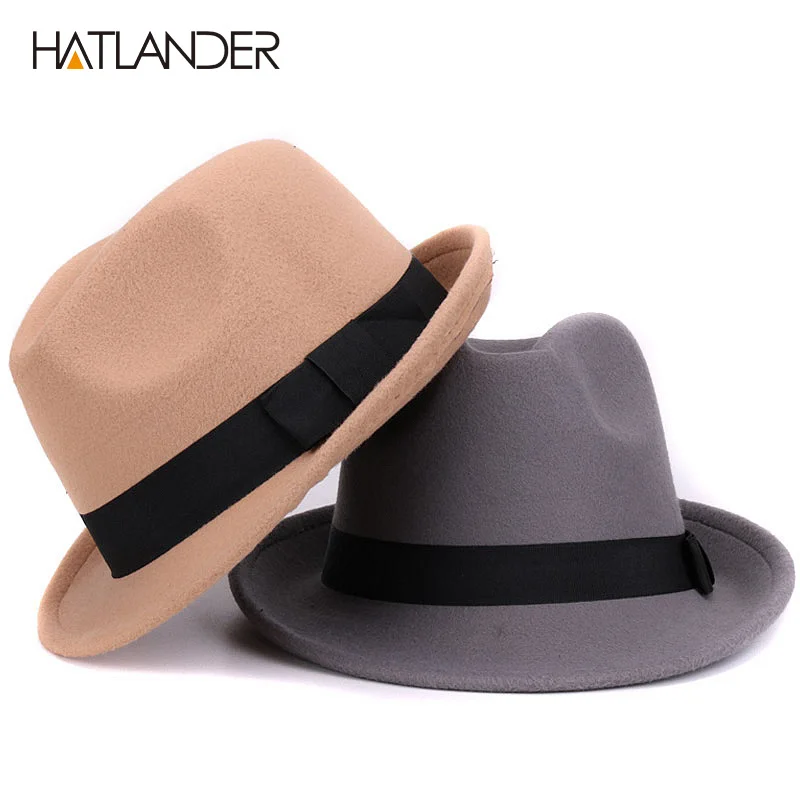 [HATLANDER] одноцветная шляпа-канотье из искусственной шерсти, фетровая шляпа для женщин и мужчин, джазовые кепки, Кепка-котелок, зимняя верхняя шапка