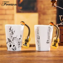 Kreative Akustische Gitarre Musik Porzellanbecher 240/400 ml Keramische Kaffeetasse Porzellan Tee Tasse Zakka Neuheit Für geschenk Cafe Büro