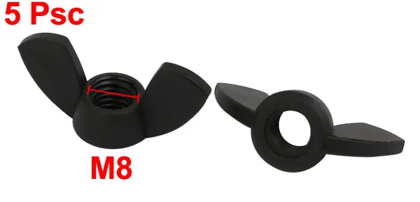 

UXCELL 5pcs M6 M8 Female Thread Nylon Wingnut Butterfly Fastener Nuts Black