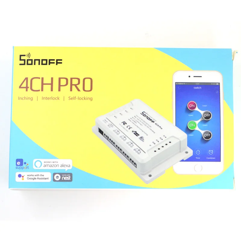 Sonoff 4CH Pro/4CH Pro R2 433 МГц 4 Каналы Gang РФ Беспроводной удаленного Wi-Fi Smart Switch толчковой Блокировка реле Alexa Google дома - Комплект: 4CH PRO R2