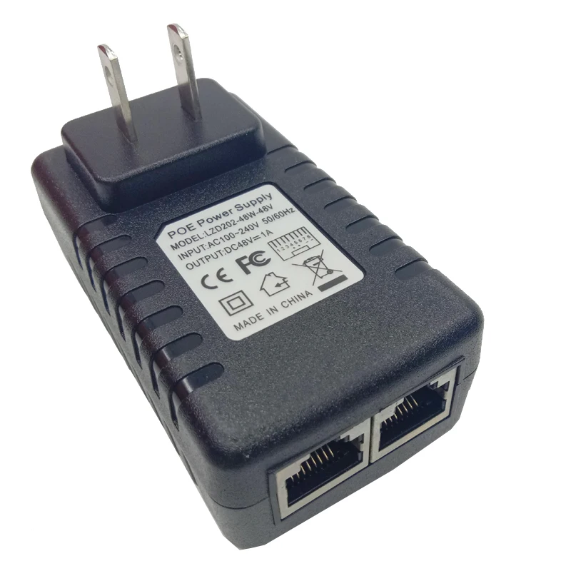 Питание 48 V 1A Ethernet POE инжектор 802.3af Мощность адаптер для IP Камера нам EUPlug DC48V 1000mA совместим с IEEE802.3af