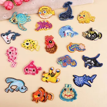 

DOUBLEHEE Many Marine Animals Patch Embroidered Patches For Clothing Iron On For Close Shoes Bags Badges Embroidery