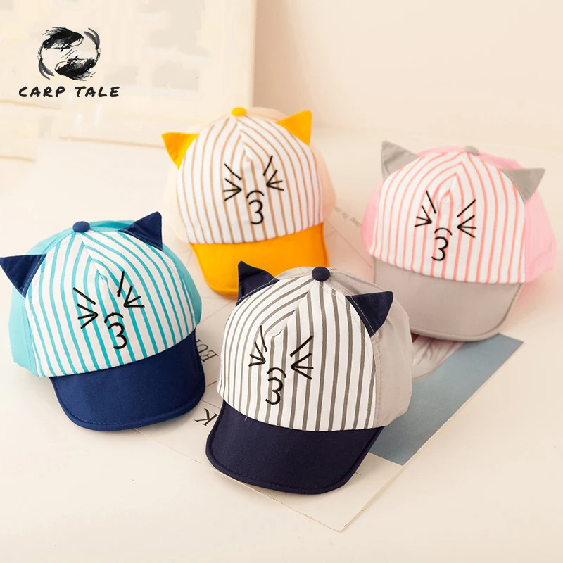 

Cute Stripe Splicing Expression 2018 New Fashion Baby Boys Girls Hat Soft Baseball Cap Baby Summer Hats Newborn Baby Boy Beret