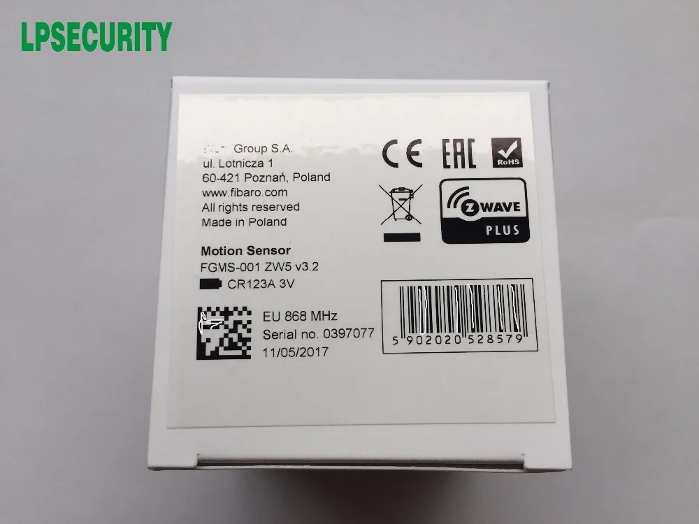 Беспроводной датчик движения FIBARO Z Wave Plus/мультисенсор (4в1) FGMS 001 ZW5 домашней