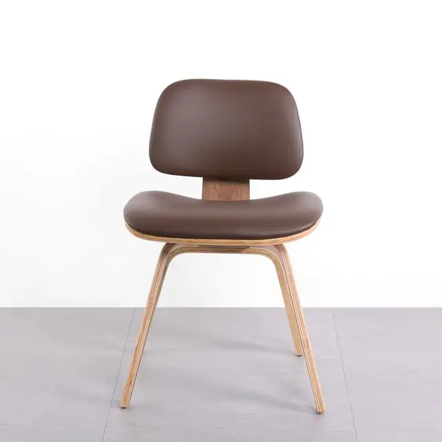 Special Price Mid-Century Modern Molded Walnut Plywood Dining Chair With Leather Seat&Back Wooden Dining Room Furniture Dinner Seat Side Chair Special Price Mid-Century Modern Molded Walnut Plywood Dining Chair With Leather Seat&Back Wooden Dining Room Furniture Dinner Seat Side Chair
