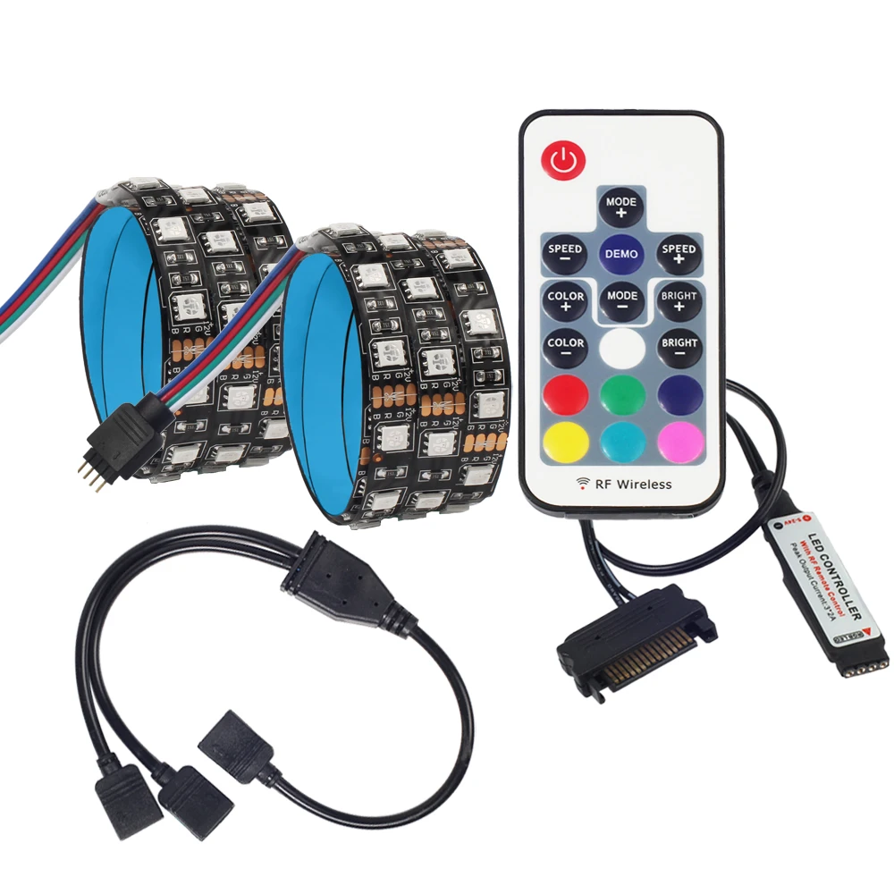 PC وحدة معالجة خارجية للحاسوب LED قطاع ضوء RGB LED قطاع 5050 مجموعة كاملة مع SATA امدادات الطاقة واجهة والتحكم عن بعد PC وحدة معالجة خارجية للحاسوب LED قطاع ضوء RGB LED قطاع 5050 مجموعة كاملة مع SATA امدادات الطاقة واجهة والتحكم عن بعد