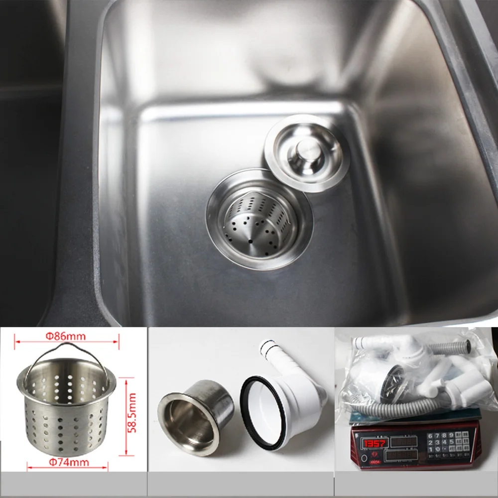  Talea Double kitchen stainless steel sink drainage set with hose Deodorant sink downcomer drain str - 32919838756