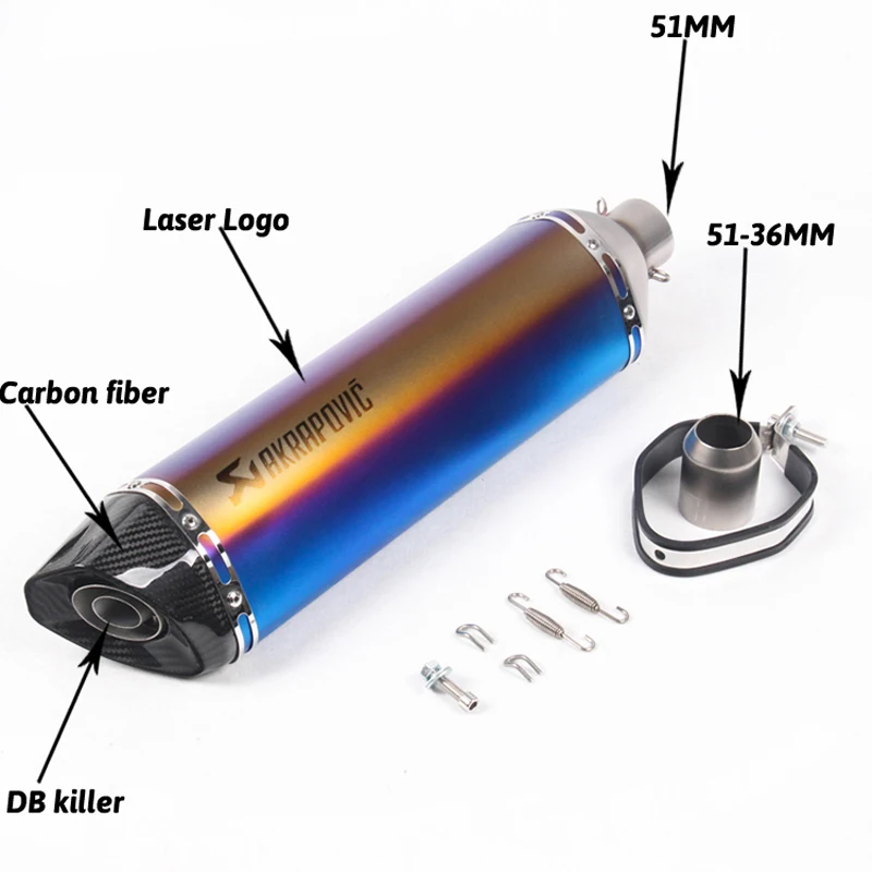 570mm largo silenciador moto de motogp cbr cqr yzf Akrapovic accesorios escape de moto ktm 36-51mm R1 250cc 350cc 600cc 570mm largo silenciador moto de motogp cbr cqr yzf Akrapovic accesorios escape de moto ktm 36-51mm R1 250cc 350cc 600cc