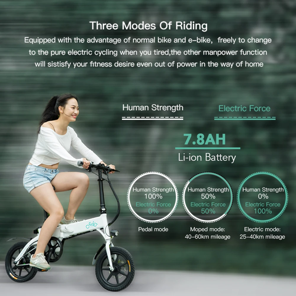 Best Aluminum Alloy Eletric Bike 14 Inch Folding Power Assist Eletric Bicycle Moped E-Bike 250W Motor 36V 7.8AH / 10.4AH Bicycle 14