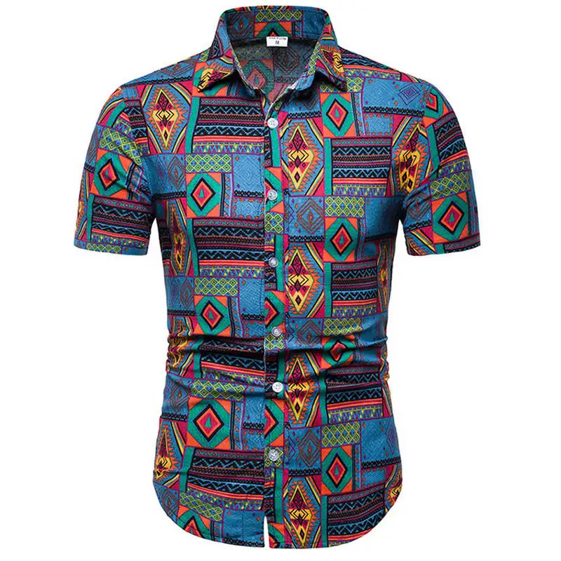 Модная Мужская льняная рубашка приталенная Мужская гавайская рубашка с коротким рукавом больших размеров M-5XL 26 цветов - Цвет: TC27