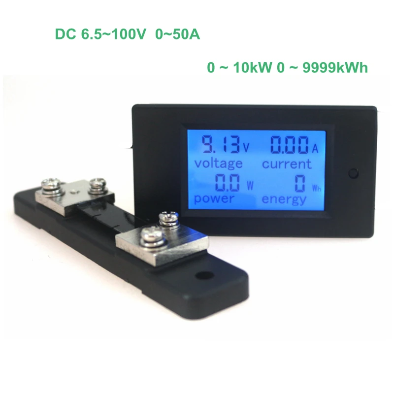 Digital Voltage Current Power Energy Meter Voltmeter Ammeter Volt Ampere DC 6.5-100V 50A with DC 50A/75mV Shunt цена Digital Voltage Current Power Energy Meter Voltmeter Ammeter Volt Ampere DC 6.5-100V 50A with DC 50A/75mV Shunt цены онлайн