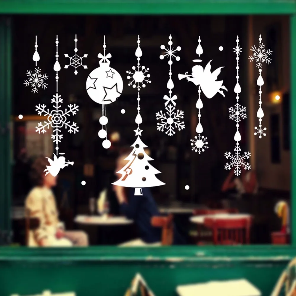 Счастливого Рождества Съемные Наклейки на стены «сделай сам» магазин наклейки на окна Natal рождественские украшения для дома Natal Новогоднее украшение