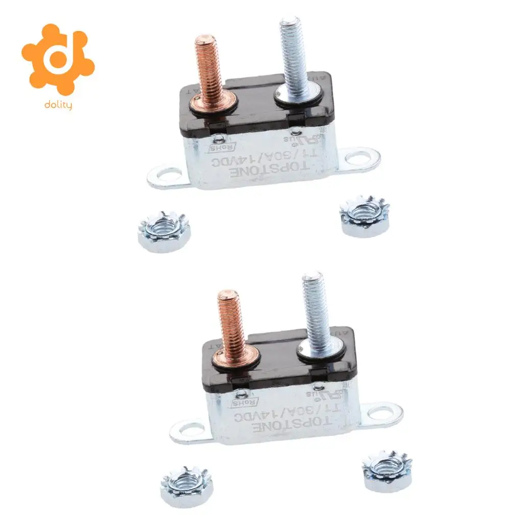 Dolity 2pcs 30A 12v Автоматический сброс выключателя предохранителя шпилька болт тип 1