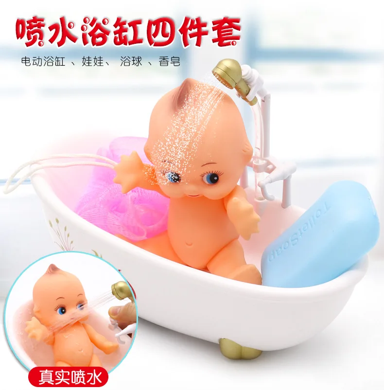 4 шт. детские игрушки для купания моделирование семья девочка детские игрушки для ванной мини кукла Электрический спринклер Ванна набор для детей подарок для мальчиков и девочек