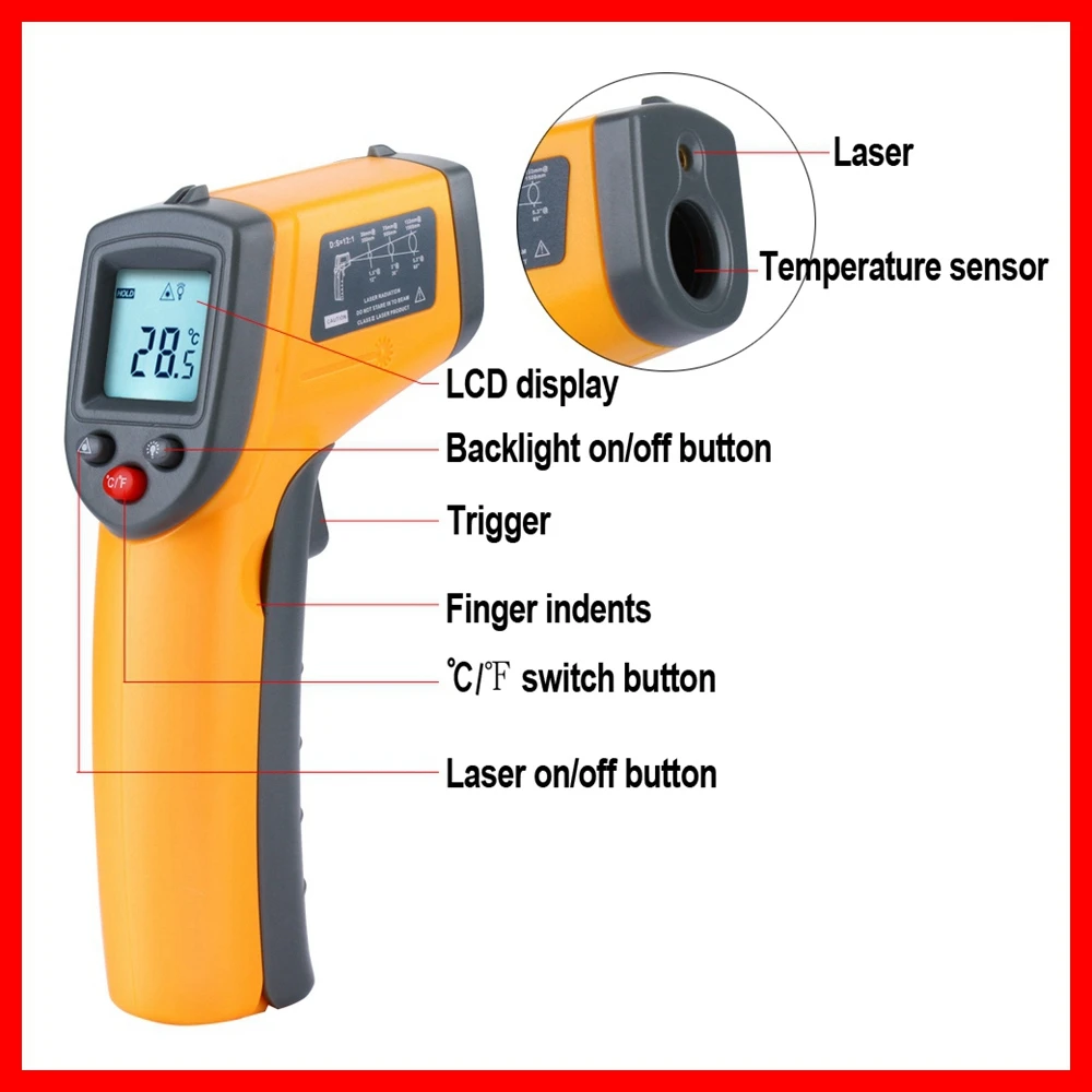 Инфракрасный термометр бесконтактный электронный температурный гигрометр ЖК-дисплей RZ GS320 GM320