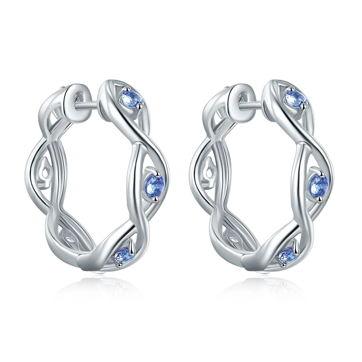 

Hutang Jewelry Natural Tanzanite & Zircon Solid 925 Sterling Silver Eternity Hoop Earrings Gemstone Fine Jewelry Women 2017