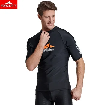 

SBART Fashion Rash Guard Men UPF50+ Surf guard Men high quality swimwear snorkeling suit short sleeve rash guard