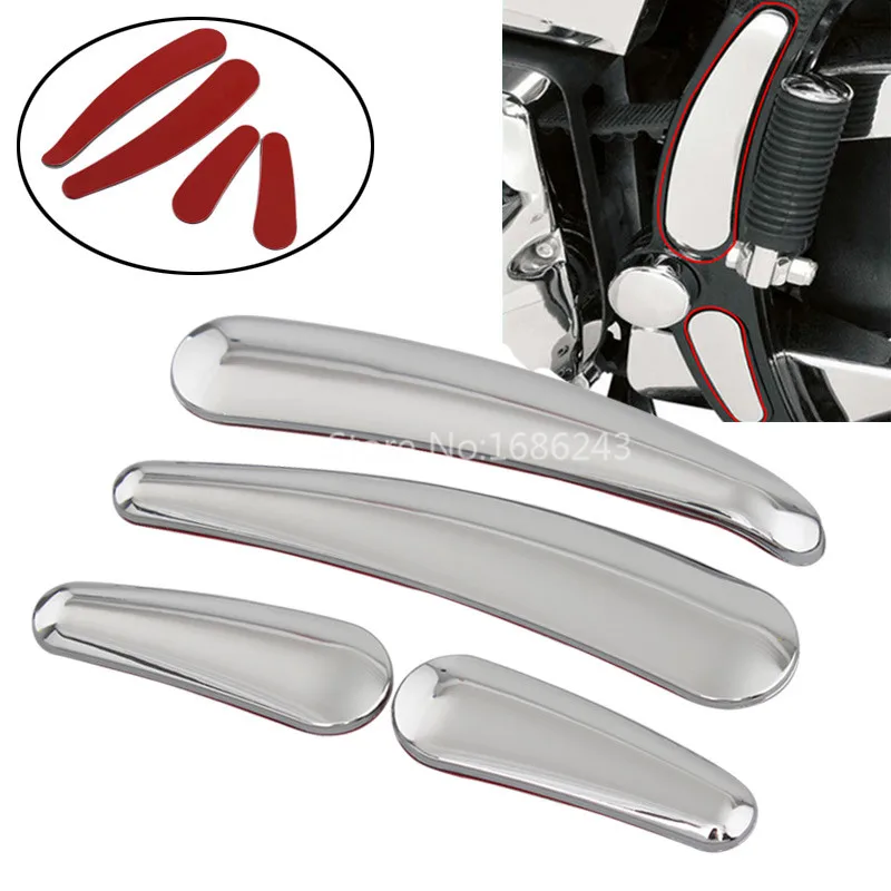 Chrome 4PC Curved Swingarm Frame Inserts Fit For Harley Davidson