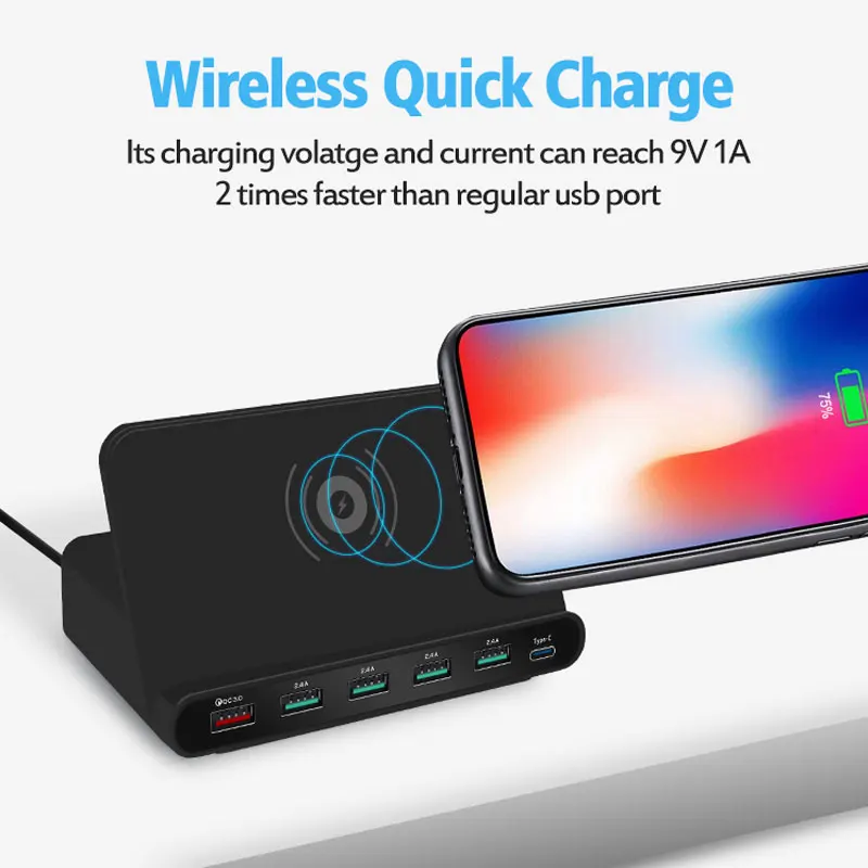 Быстрое беспроводное зарядное устройство для iphone samsung huawei планшета QC3.0