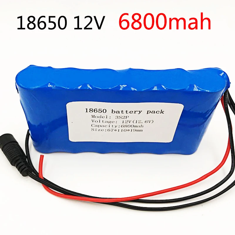 3S BMS 11,1 V 6.8Ah 12,6 V 6800 mAh 12V Портативная перезаряжаемая литиевая батарея CCTV монитор охотничий фонарик