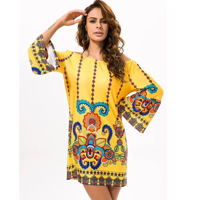 

ENLU Thailand Romantic Beach party Dress vintage Girls and plus size women clothing summer print casual dresses sexy bohemian