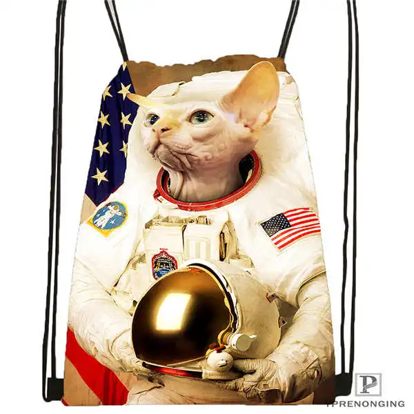 Drawstring Backpack Custom cutest_cat_among_the_wheat_ походная сумка на шнурке милый рюкзак дети ранец(черный Назад) 31x40 см#180611-03-131 - Цвет: Drawstring Backpack
