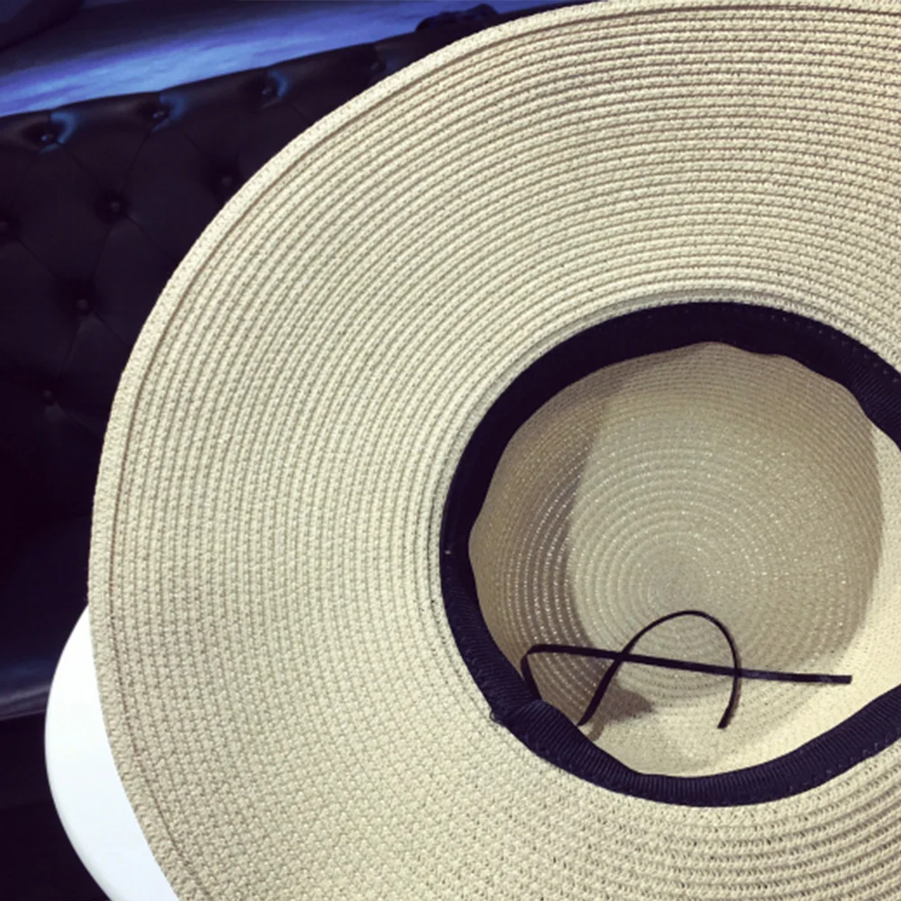 Fashion Bow Summer Hat For Women Wide Big Brim Floppy Straw Hats UV Protection Panama Sun Beach Hats Ladies Elegant Caps