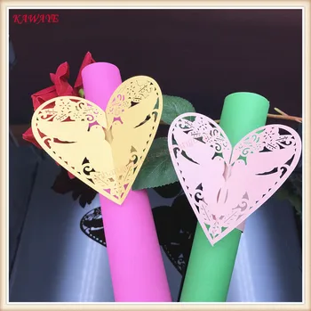 

100pcs Creative Heart Pattern Pearl Elegant Paper Towel Buckle Napkin Ring Dinner Table Supplies Wedding Table Decoration 6ZM13