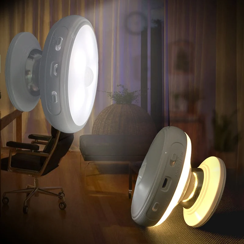 360 Degree Rotating Motion Sensor LED Night Light USB Rechargeable Security Wall Lamp Baby Sleep Home Stair Kitchen Toilet Light (2)