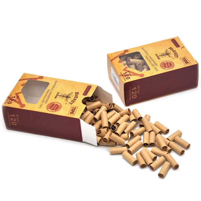 120x Hornet Practical Pre Rolled Natural Unrefined Cigarette Filter Rolling Paper Tips 7MM Cigarette Paper