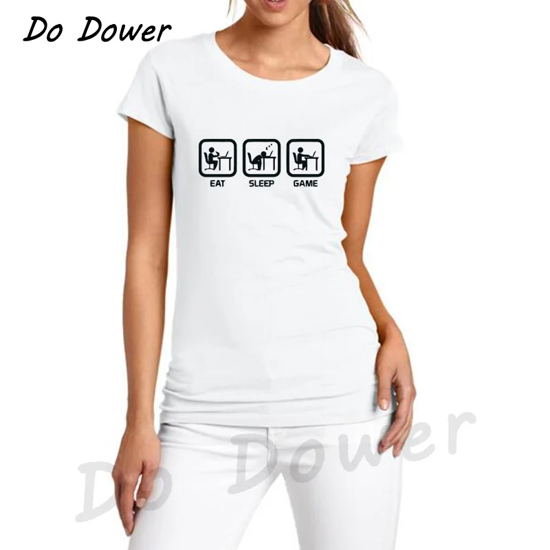 New Fashion Eat Sleep Game XBOX Gamer Funny T-shirt Women Humor Casual Printed College Womens Short Sleeve T Shirt Brand Tops