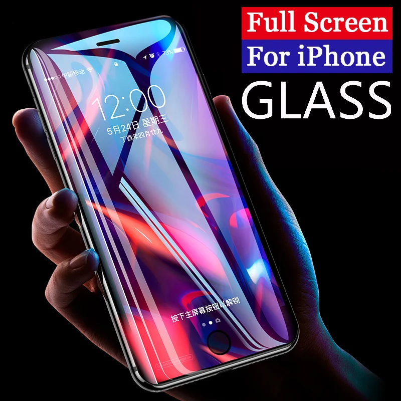 

Tempered Glass For iPhone 7 8 Plus X XR XS XS Max Screen Protector Glass Film For iPhone 6 6S Plus 5 5S 5C Glass Protective Film