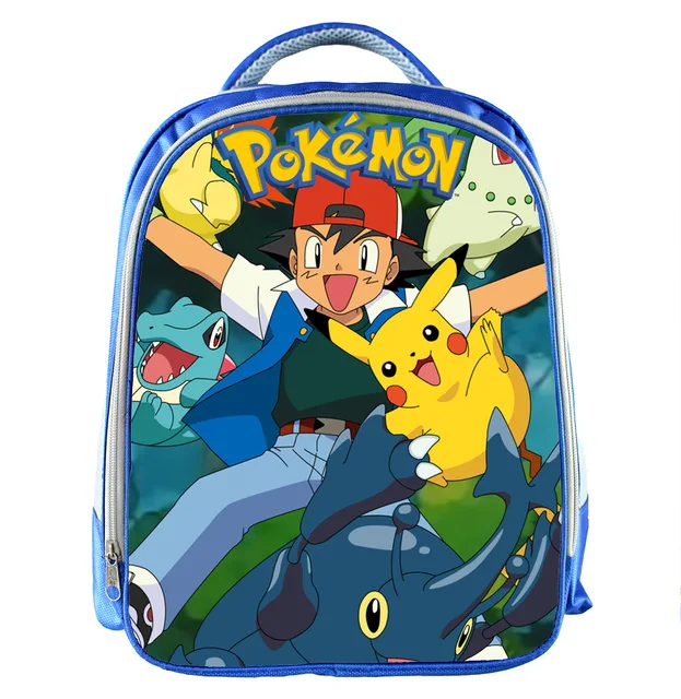 Pokemon Blue Backpack School Bag Kids Boys Pikachu Eevee Printing