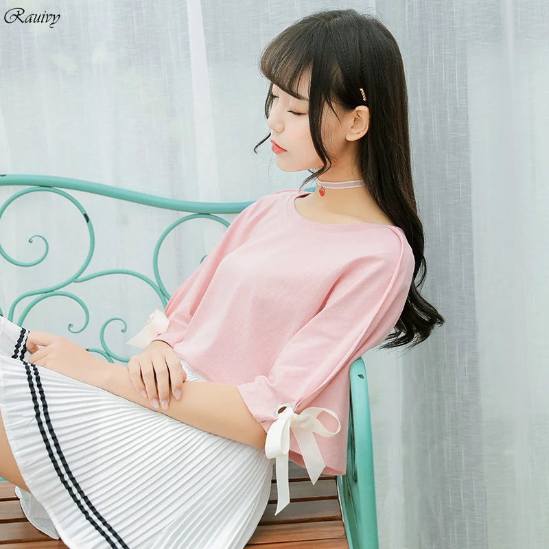 Женская футболка harajuku летняя милая розовая в Корейском стиле 2020 женские топы