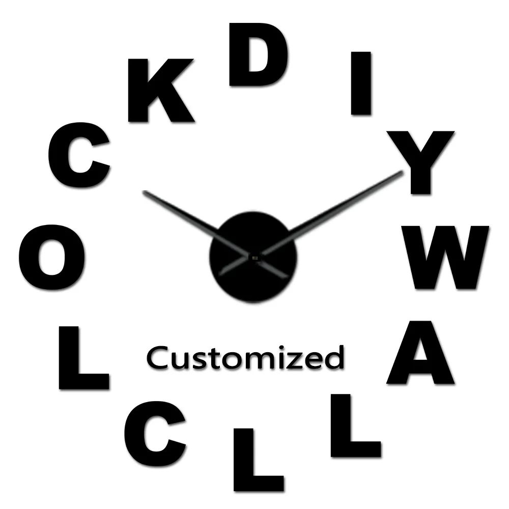 Najtaniej Nowoczesne dostosowane 3D akrylowe zegar ścienny diy zamów swój projekt N własne logo spersonalizowany rozmiar regulowany zestaw zegar dekoracyjny