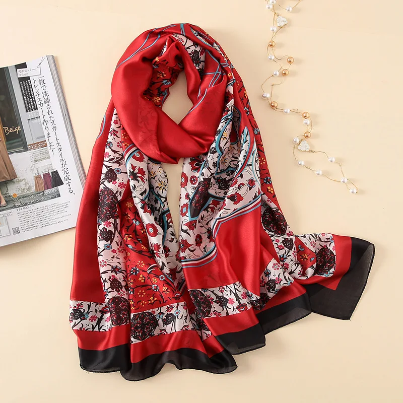 LORVIES Colourful Dog Paw Prints Silk Scarf Lightweight Long Scarf Shawl Wrap for Women LORVIES Colourful Dog Paw Prints Silk Scarf Lightweight Long Scarf Shawl Wrap for Women