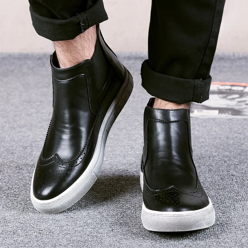 

Soft Leather Boots Men Shoes 2019 Autumn Early Winter Boots Men Casual Shoes Black Ankle Botas Male Winter Shoes KA1520
