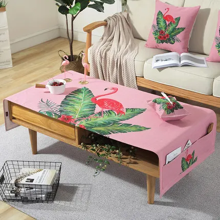 Pink crane Европейская скатерть хлопчатобумажная ткань художественная маленькая свежая скатерть Водонепроницаемая Анти-Горячая чайная скатерть многофункциональная карманная скатерть - Цвет: Pink crane